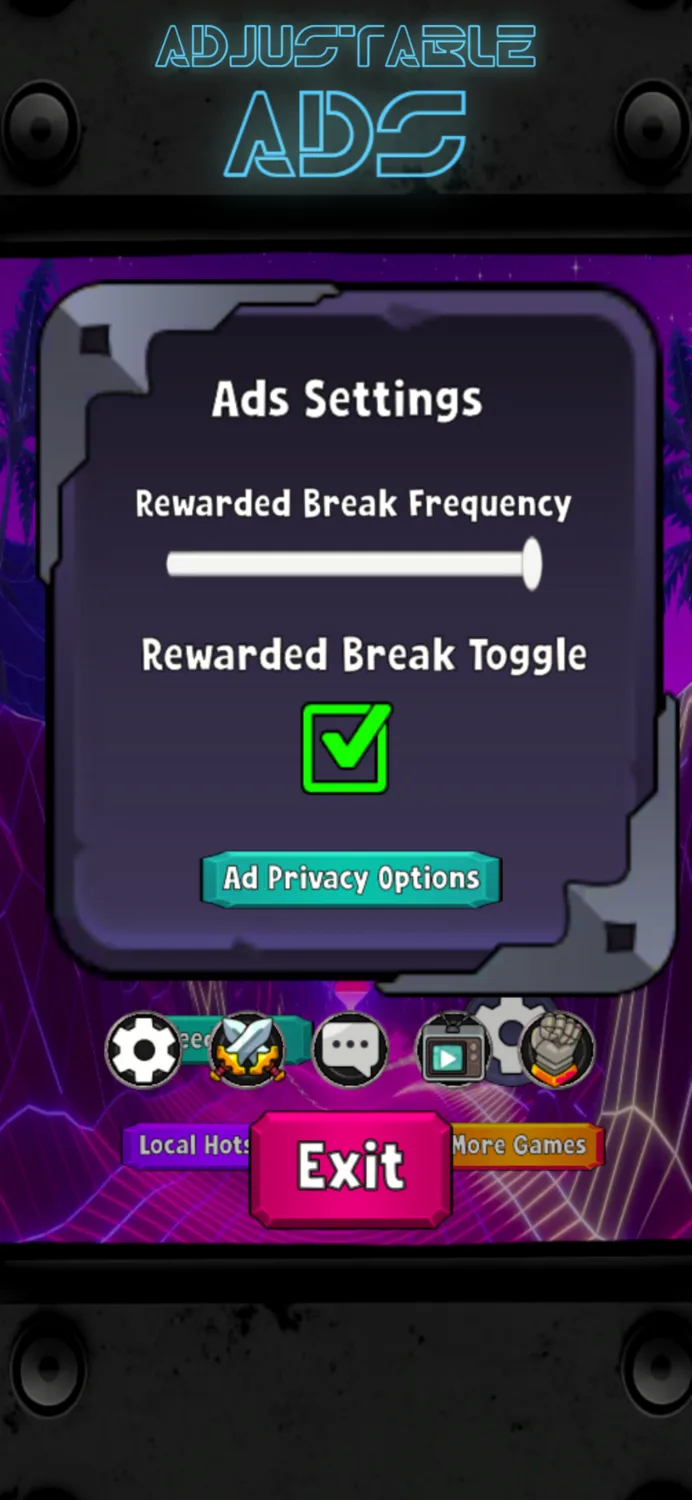 Ad settings in Mimic Masters