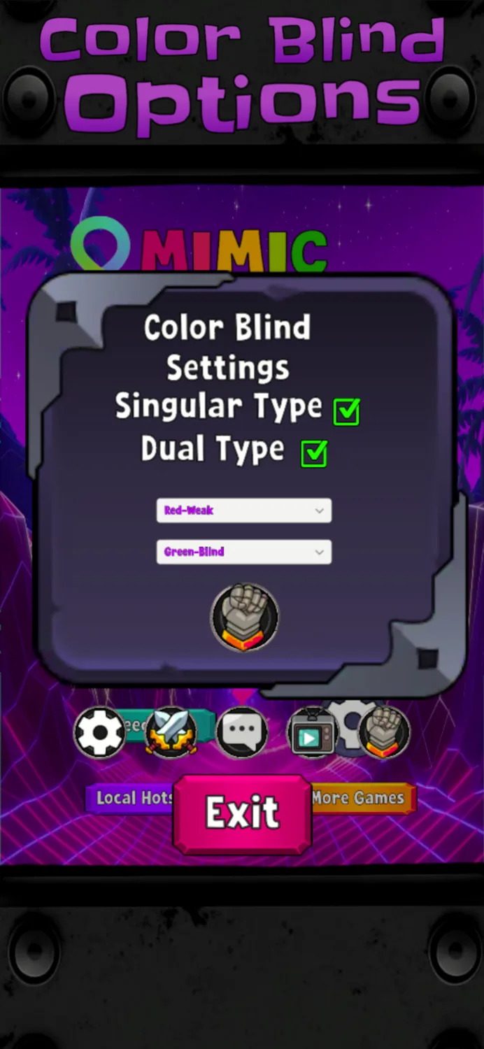 Colour-blind settings in Mimic Masters