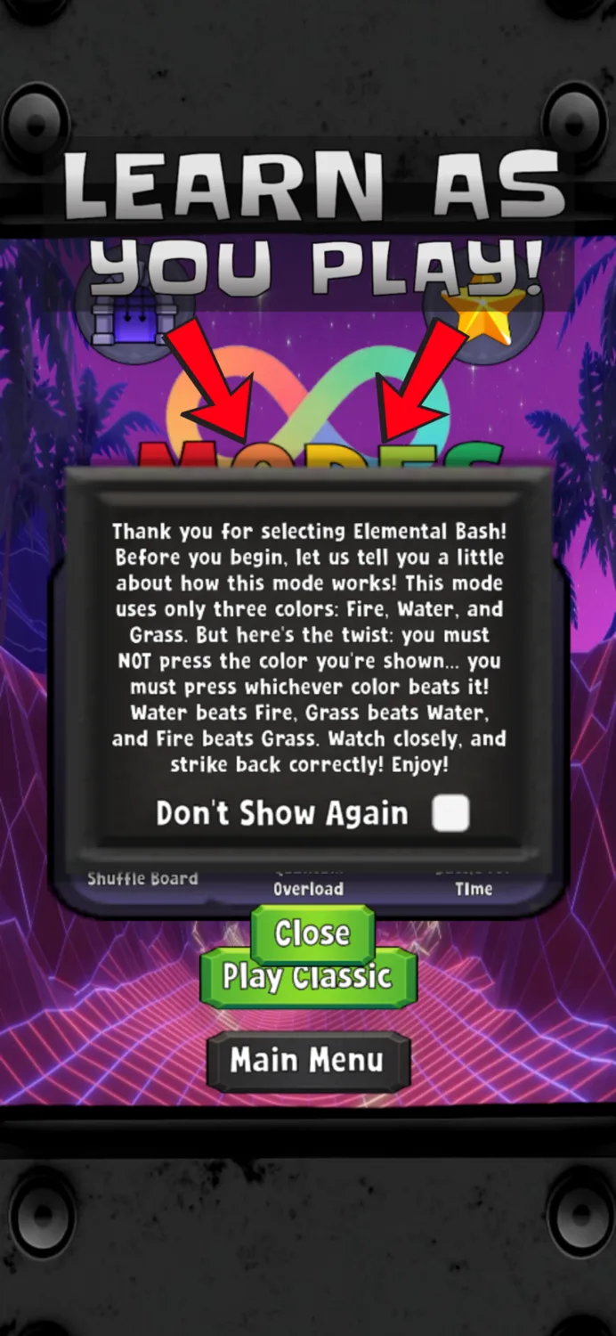 A how-to-play screen in Mimic Masters